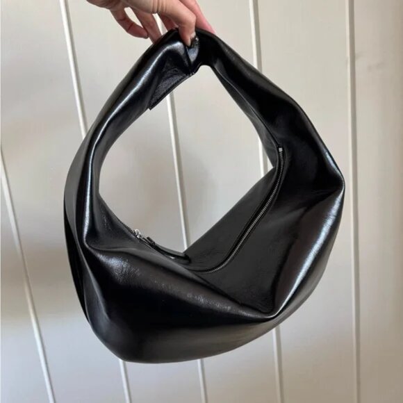 Khaite Olivia Hobo Medium in Black Crackle Patent Leather NWOT - Picture 1 of 7